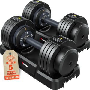 Adjustable Dumbbells Set of 2, 1 Hand Adjustable Weights Dumbbells Set, 5 in 1/10 in 1 Free Dumbbell with Anti-Slip Texture Handle, 25/55/80lb Pair Weight Set For Home Gym Suit...