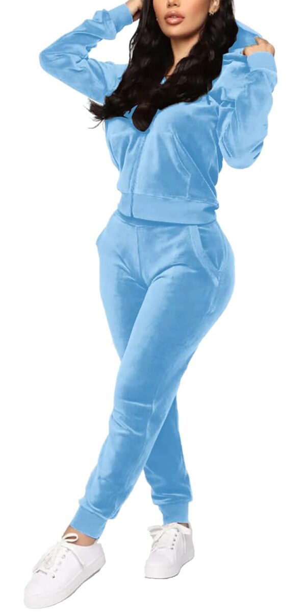 BOGURST Velour Tracksuit Set Womens Sweatshirt Full Zip Hoodie Sweatsuit and Casual Jogger with Pockets