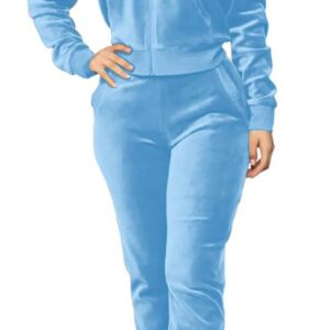 BOGURST Velour Tracksuit Set Womens Sweatshirt Full Zip Hoodie Sweatsuit and Casual Jogger with Pockets