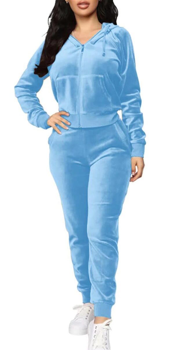 BOGURST Velour Tracksuit Set Womens Sweatshirt Full Zip Hoodie Sweatsuit and Casual Jogger with Pockets