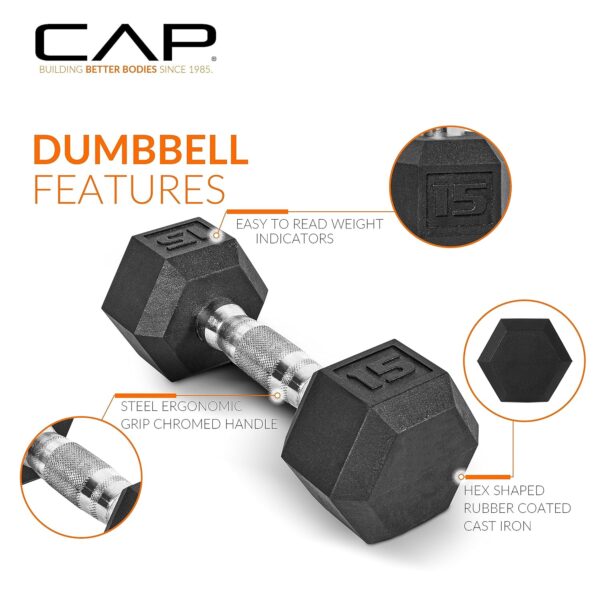 CAP Barbell Rubber Coated Dumbbell Weight Set with Vertical Rack | 100 lb, 150 lb, and 210 lb Options