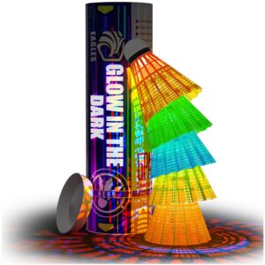 EAGLES LED Badminton Shuttlecocks - 5 or 11 Pack Lighting Birdies, Nylon Glow in The Dark Birdie Balls for Baseball Practice Plastic Light Up Birdies for Outdoor Indoor Sports
