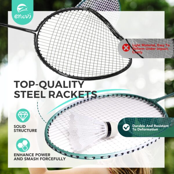 EasyGo Badminton Set, with Net, 4 Racket, 4 Birdies, Portable Storage Box, for Backyards, Outdoor Games, Yard Games