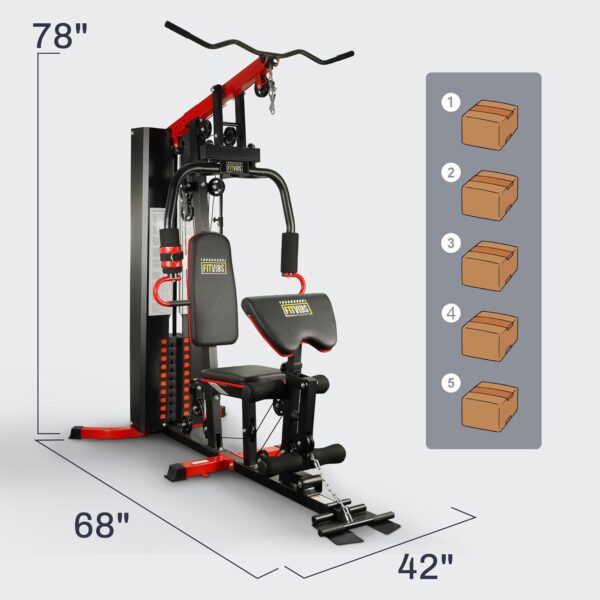 Fitvids Multifunctional Home Gym Equipment with 160 lbs Weight Stack, Full Body Workout Weight Machine, Strength Training Exercise Equipment with Pulley System & Leg Press,...