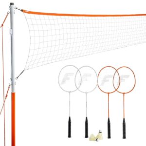 Franklin Sports Badminton Net Sets - Outdoor Backyard + Beach Badminton Net + Equipment Set - (4) Rackets + (2) Birdies + Portable Net Included - Adults + Kids Set