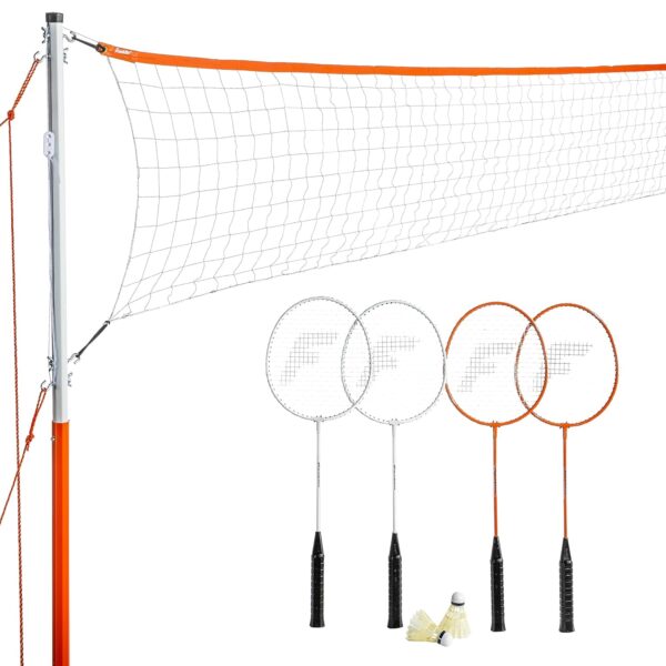Franklin Sports Badminton Net Sets - Outdoor Backyard + Beach Badminton Net + Equipment Set - (4) Rackets + (2) Birdies + Portable Net Included - Adults + Kids Set