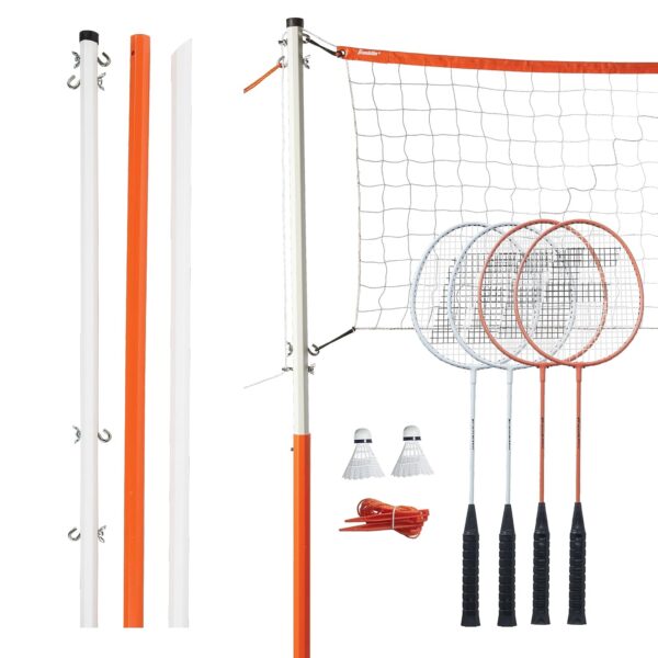 Franklin Sports Badminton Net Sets - Outdoor Backyard + Beach Badminton Net + Equipment Set - (4) Rackets + (2) Birdies + Portable Net Included - Adults + Kids Set