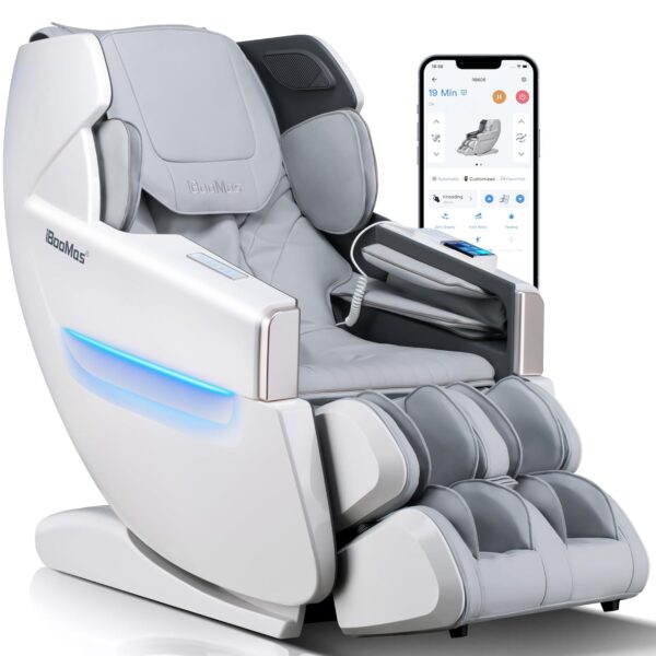 iBooMas Massage Chair Full Body, Zero Gravity Massage Chair Recliner with SL-Track, Upgraded Auto-Extend Footrest, Foot Rollers, App Favorite Function, Body Scan, Airbags,...