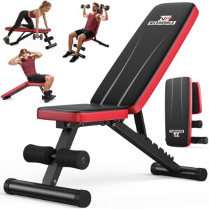 NICEPEOPLE Basic Weight Bench for Home Gym, 8 Backrests Adjustable Bench with 660LBS Weight Capacity for Chest Shoulders Arms Muscles, Foldable and Compact for Small Space...