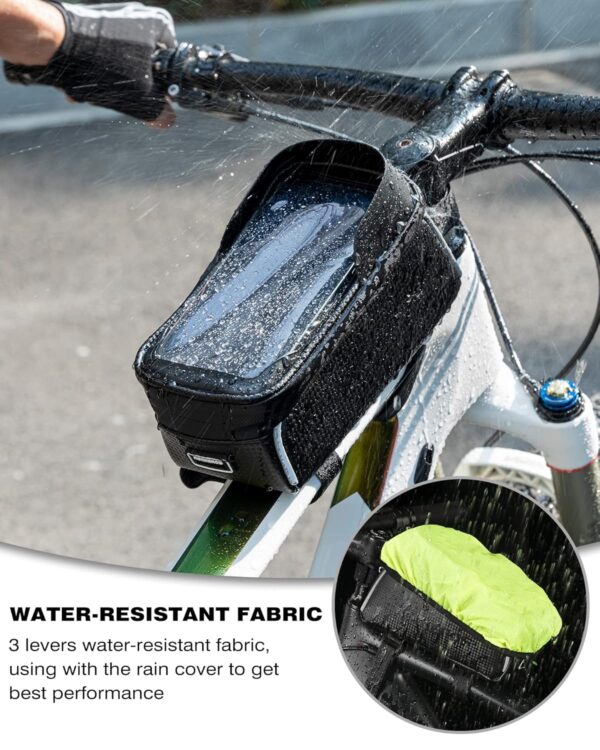 ROCK BROS Bike/Bicycle Phone Front Frame Bag, Waterproof, Tube Bag,Cycling Pouch, Bike Accessories for Men Compatible Phone Under 7”