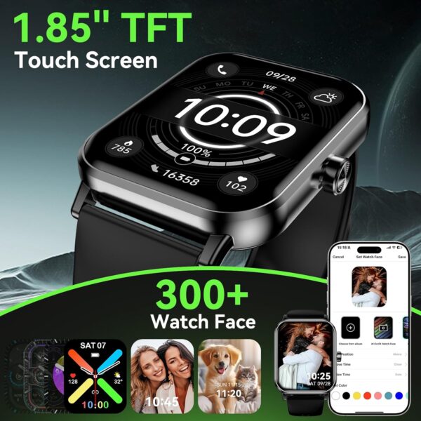 Smart Watch for Men Women, 1.85" HD Touchsreen Fitness Tracker, 120+ Sport Modes, 24/7 Heart Rate & Sleep Monitor, Pedometer, Calories, IP68 Waterproof, Fitness Watch for...
