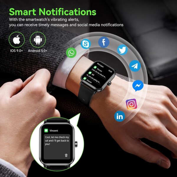Smart Watch for Men Women, 1.85" HD Touchsreen Fitness Tracker, 120+ Sport Modes, 24/7 Heart Rate & Sleep Monitor, Pedometer, Calories, IP68 Waterproof, Fitness Watch for...
