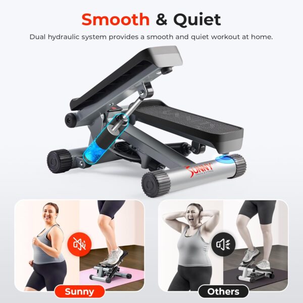Sunny Health & Fitness Mini Stepper for Exercise at Home, Stair Step Workout Machine with Resistance Band and Over 300lb Weight Capacity, Optional Twist Motion and Free SunnyFit...
