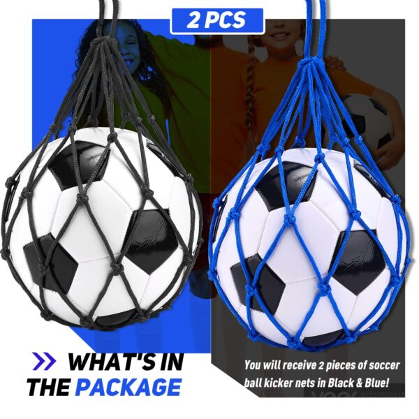 TOBWOLF 2PCS Football Kick Trainer, Soccer Return Trainer Net Fits Ball Size 3, 4, 5, Hands-Free Football Kick Throw Solo Practice Training Aid, Adjustable Waist Belt Soccer...