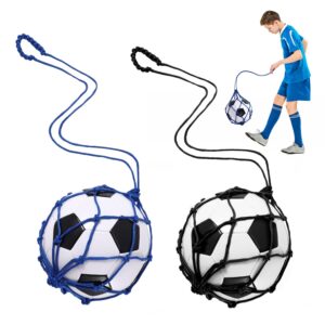 TOBWOLF 2PCS Football Kick Trainer, Soccer Return Trainer Net Fits Ball Size 3, 4, 5, Hands-Free Football Kick Throw Solo Practice Training Aid, Adjustable Waist Belt Soccer...